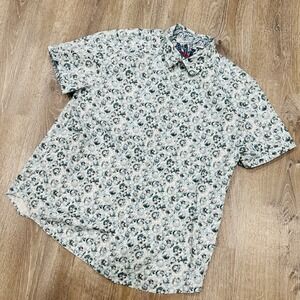 Robert Graham Shirt Mens 2XL Blue Skull Geometric Short Sleeve Button Down Shirt